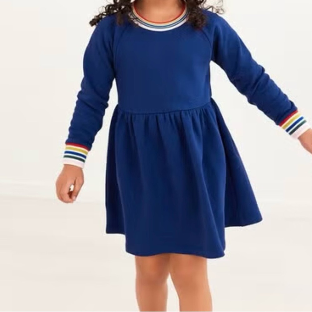 Hannah Andersson Rainbow Cuff Print Knit Dress In French Terry